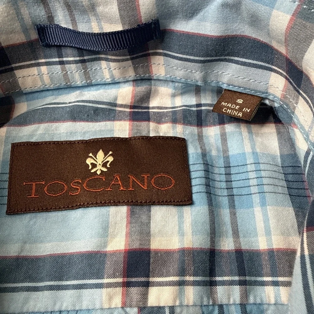 Toscano Patrick Assaraf Mens Plaid Short Sleeve Button Down Shirt‎ Size S